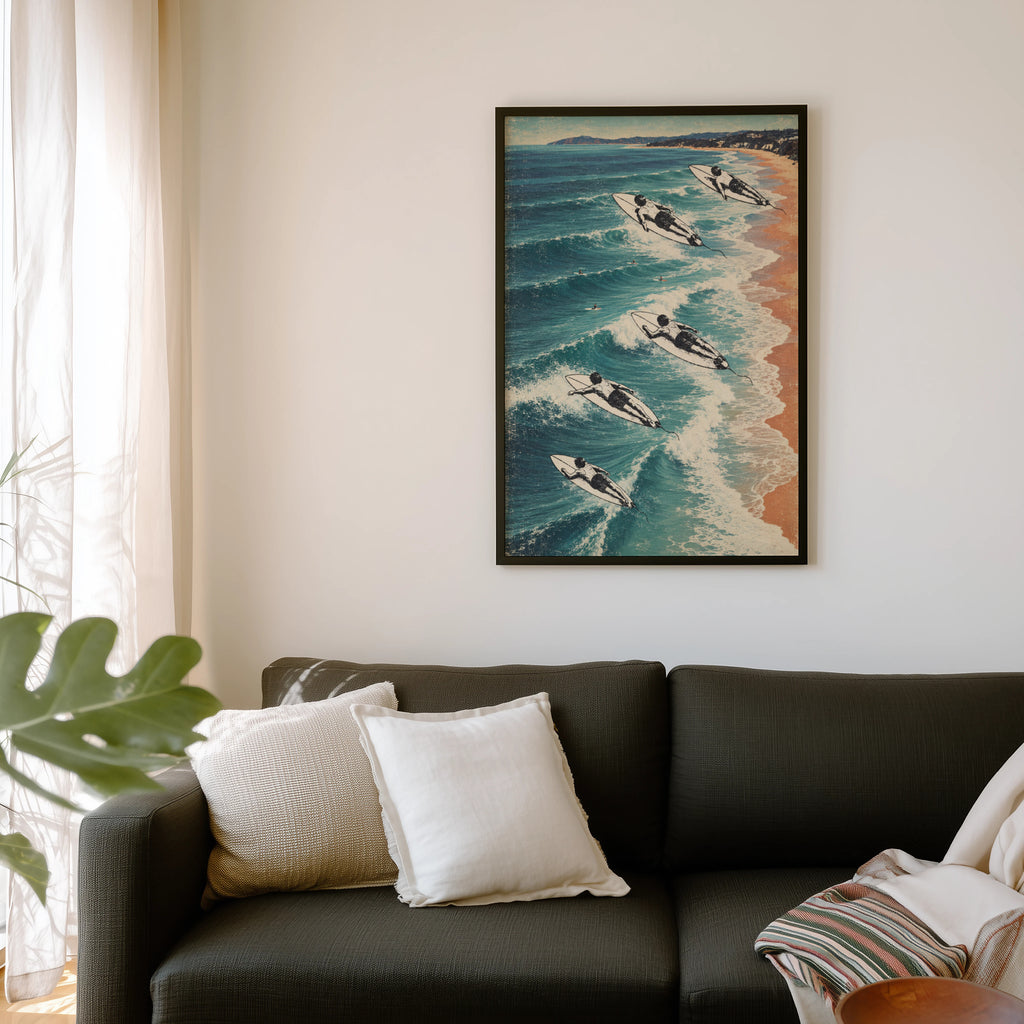 Vintage Surf Print Poster, Biarritz Beach Wall Art