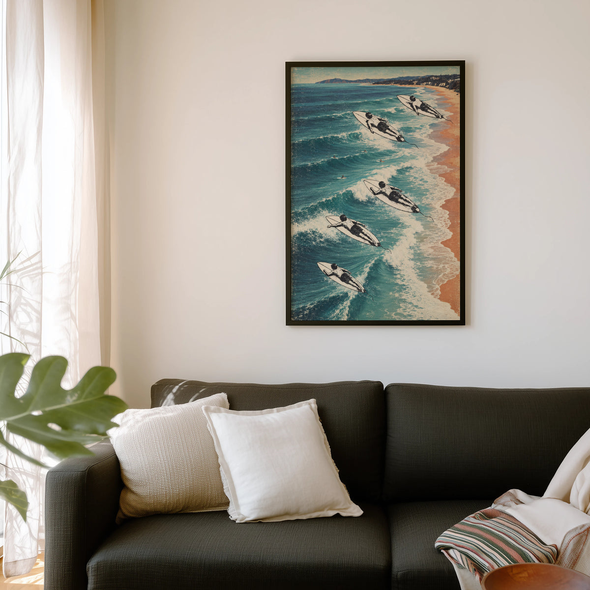 Vintage Surf Print Poster, Biarritz Beach Wall Art