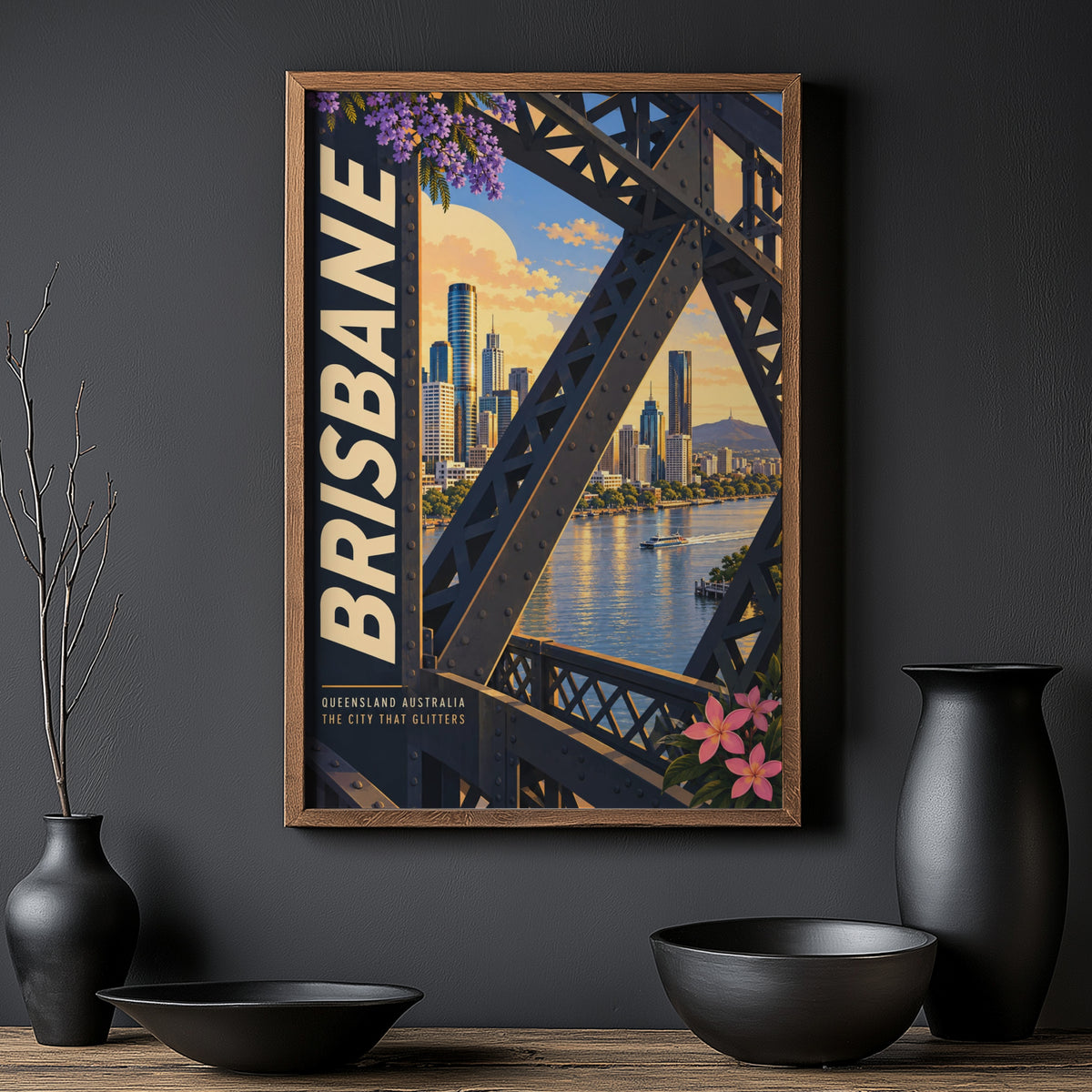 Vintage Brisbane Poster, Story Bridge Wall Art
