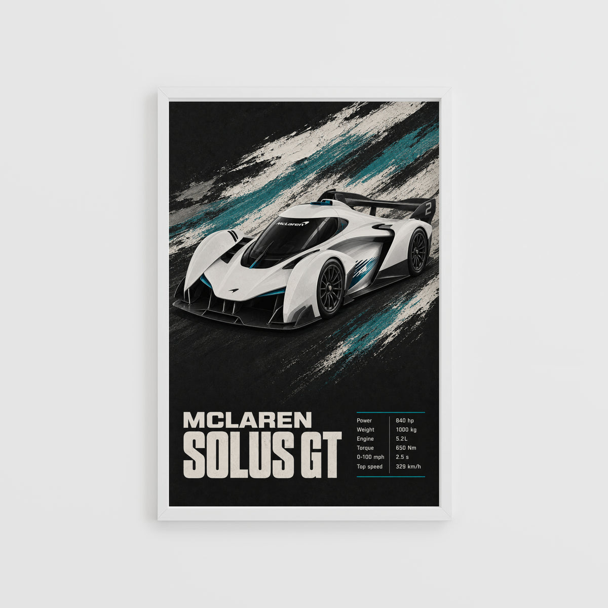 Vintage McLaren Solus GT Print, Car Wall Art