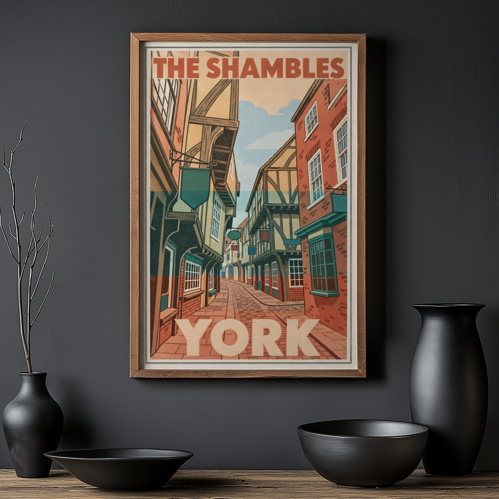 Vintage The Shambles York Poster, England Wall Art, Print