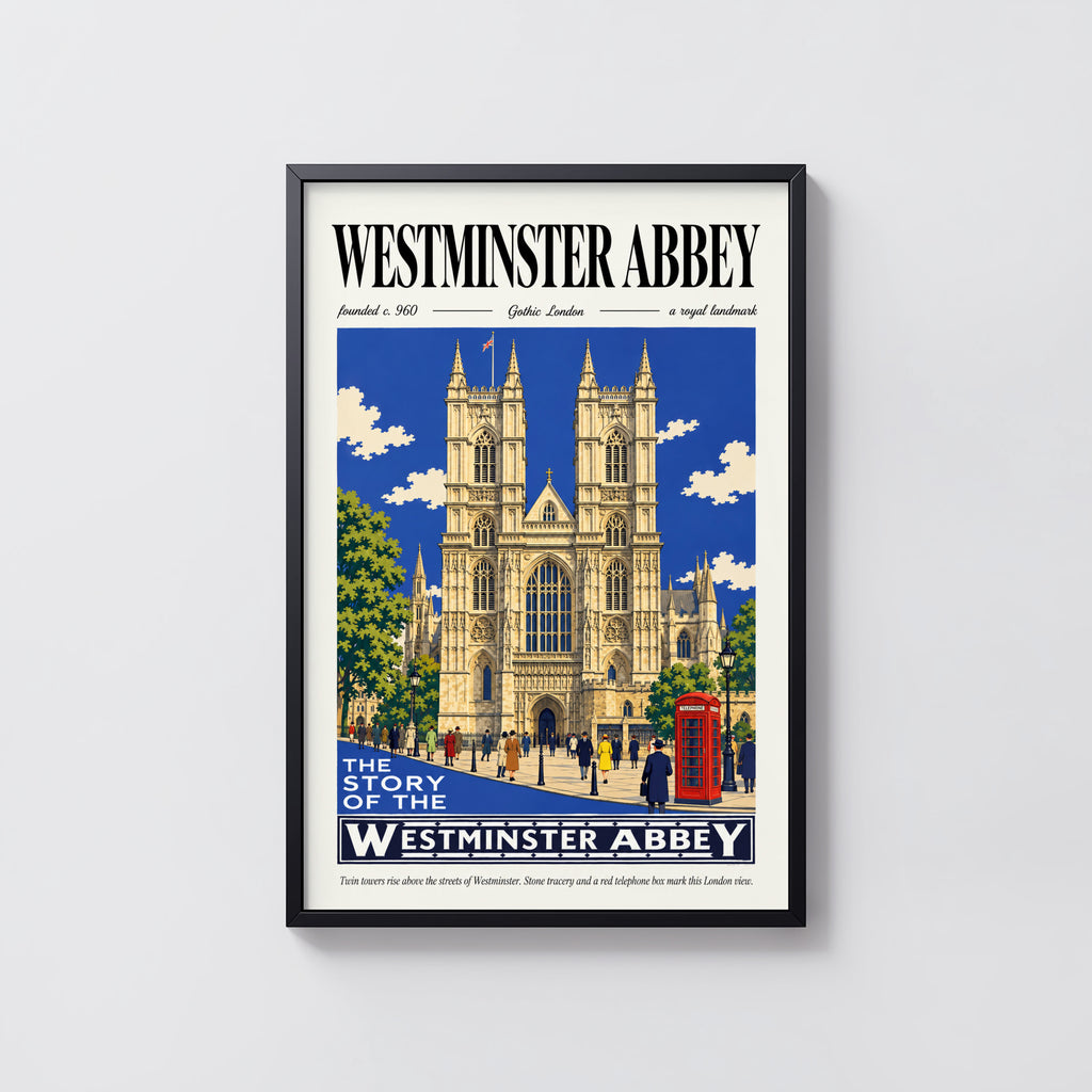 Vintage Westminster Abbey Poster, London Wall Art, Print