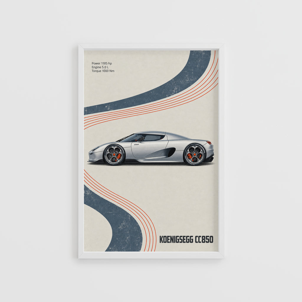 Vintage Koenigsegg CC850 Print, Supercar Wall Art