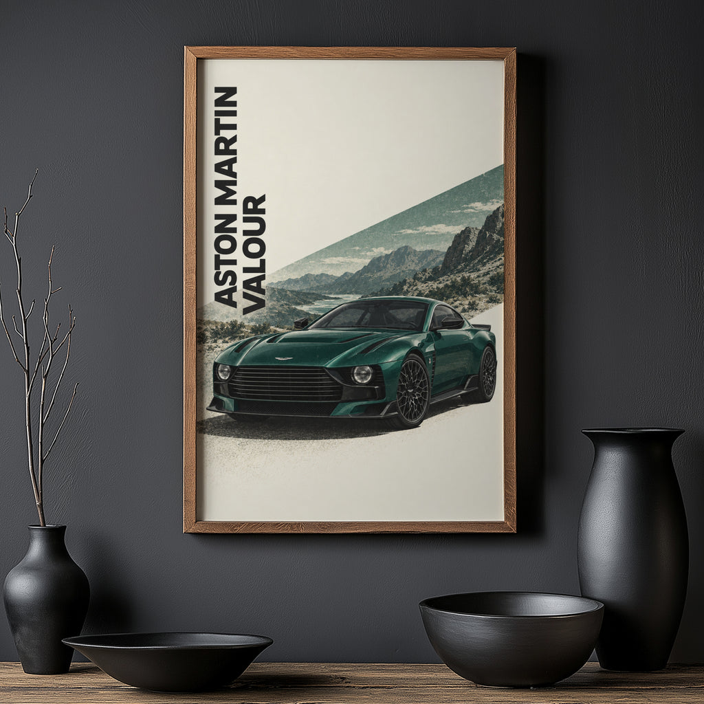 Vintage Aston Martin Valour Print, Green Car Art