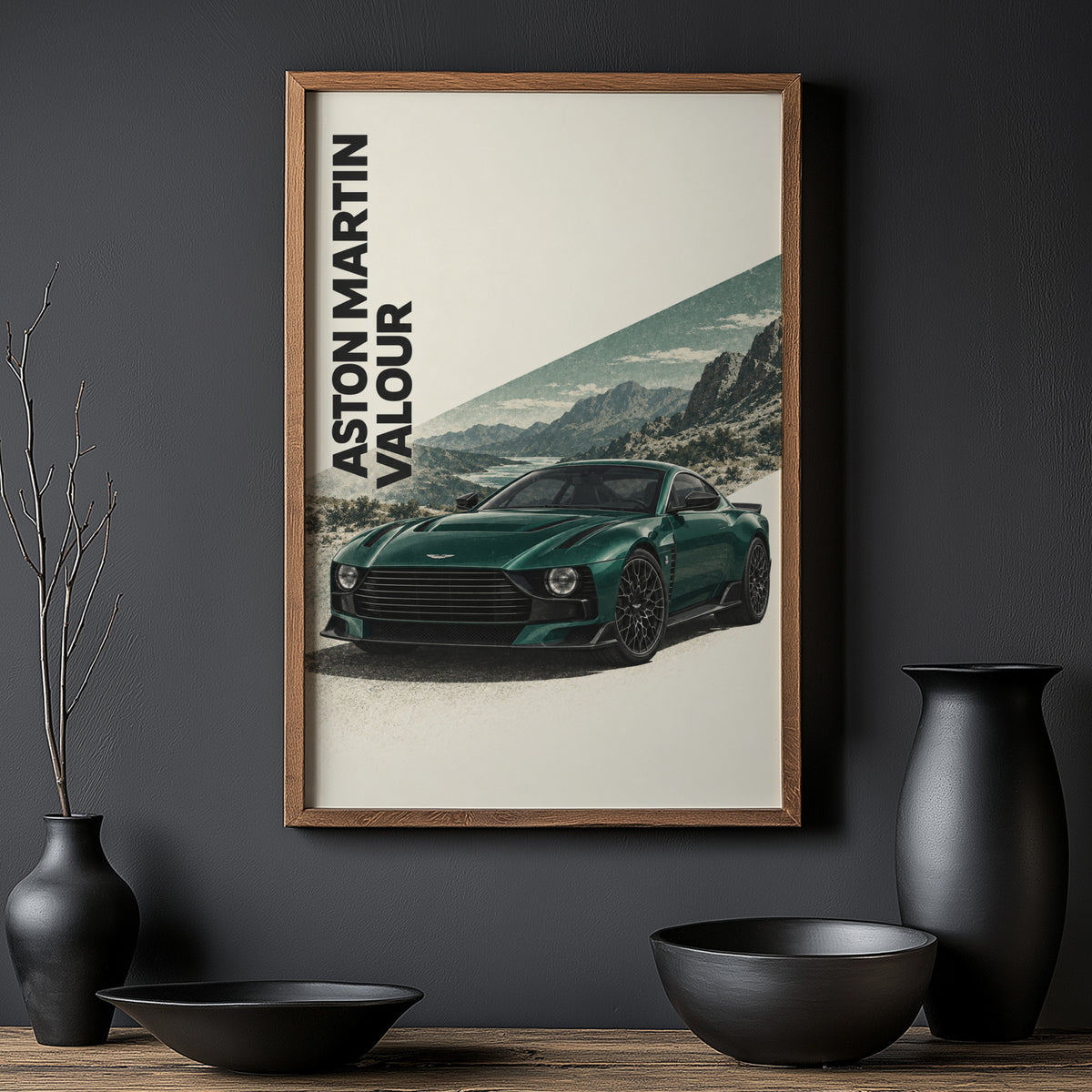 Vintage Aston Martin Valour Print, Green Car Art