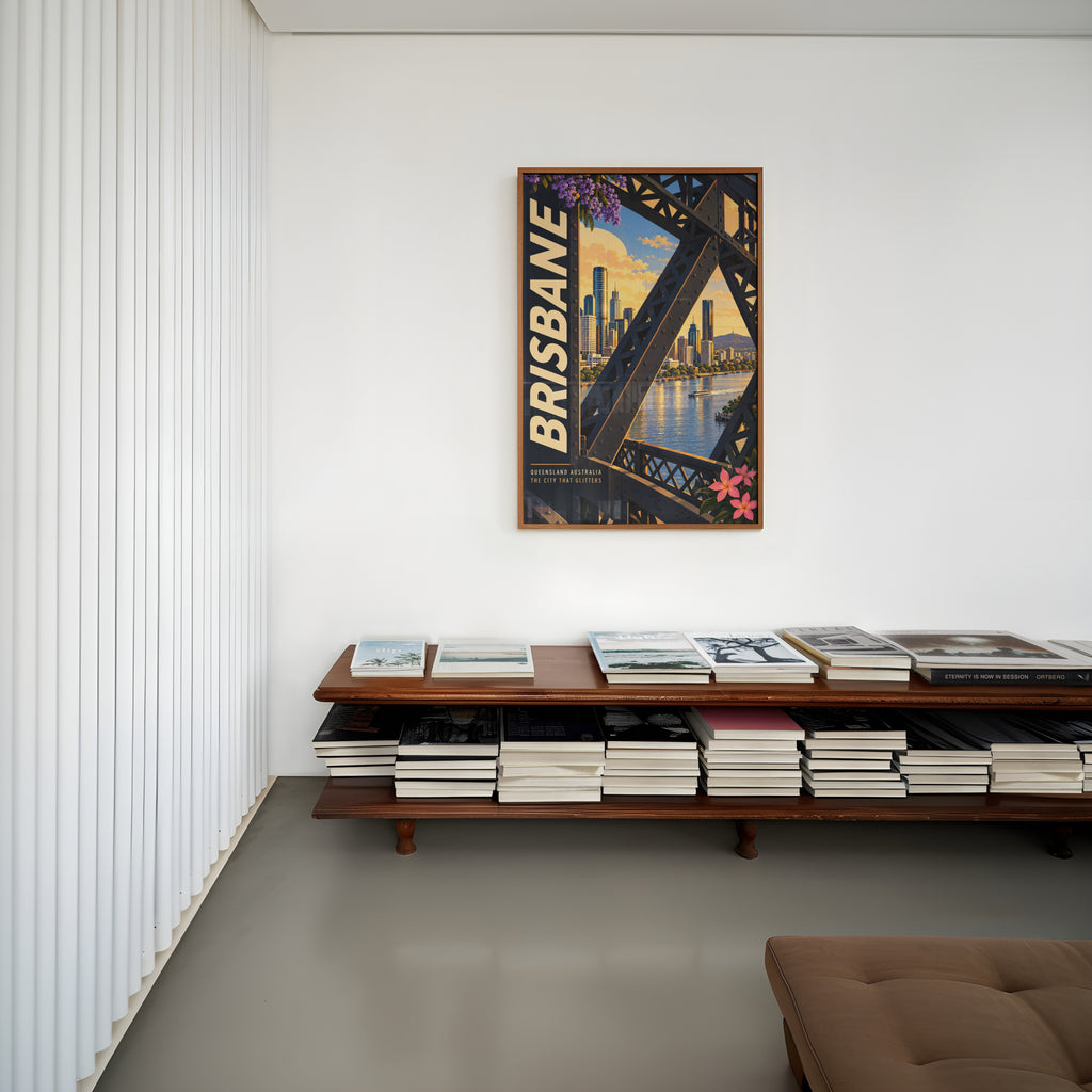 Vintage Brisbane Poster, Story Bridge Wall Art