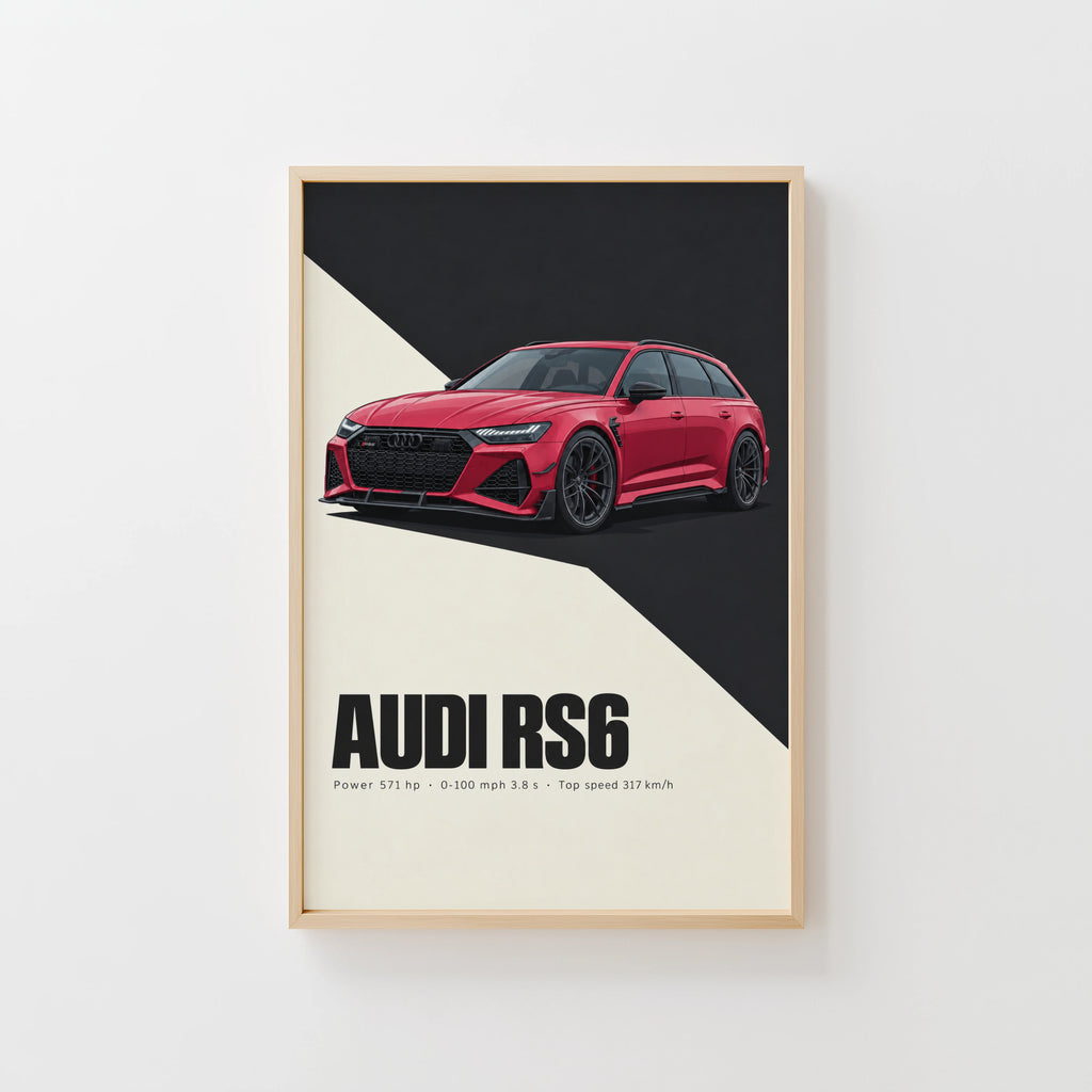 Vintage Audi RS6 Avant Print, Car Wall Art