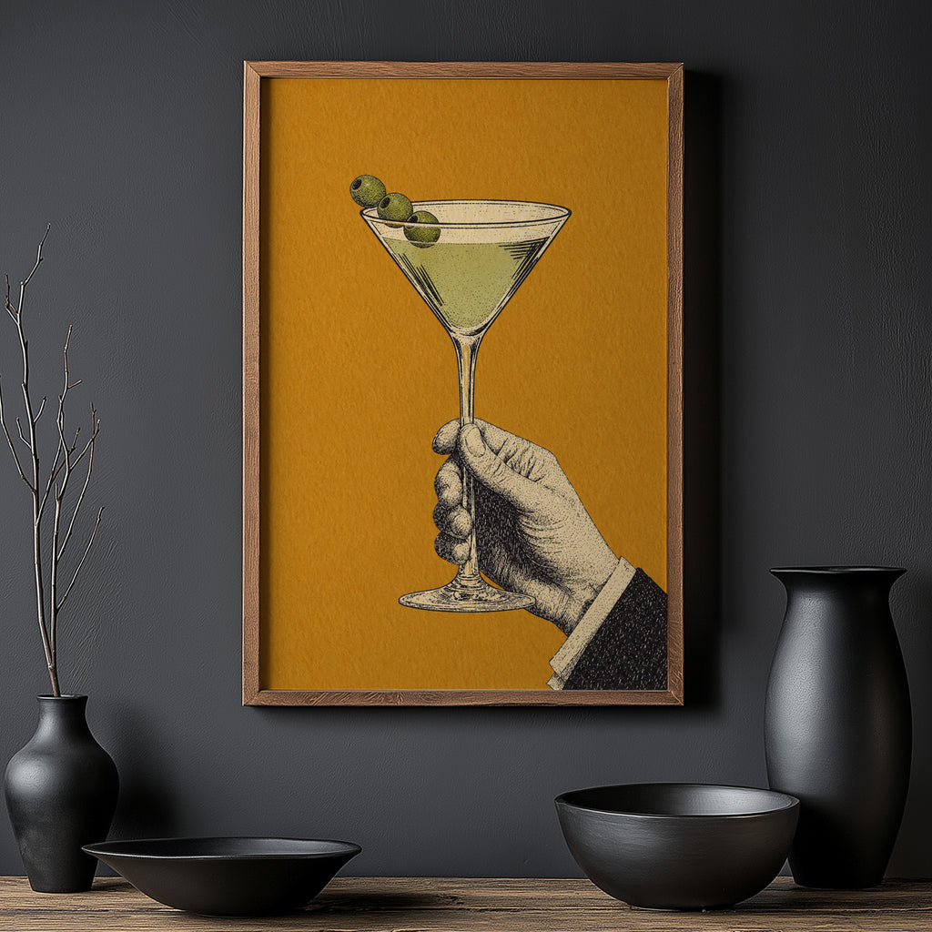 Vintage Martini Print Poster, Cocktail Bar Wall Art