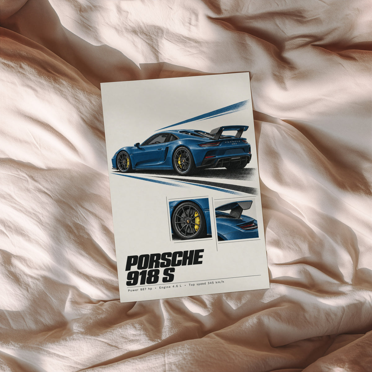 Vintage Porsche 918 S Print, Car Poster, Garage Wall Art