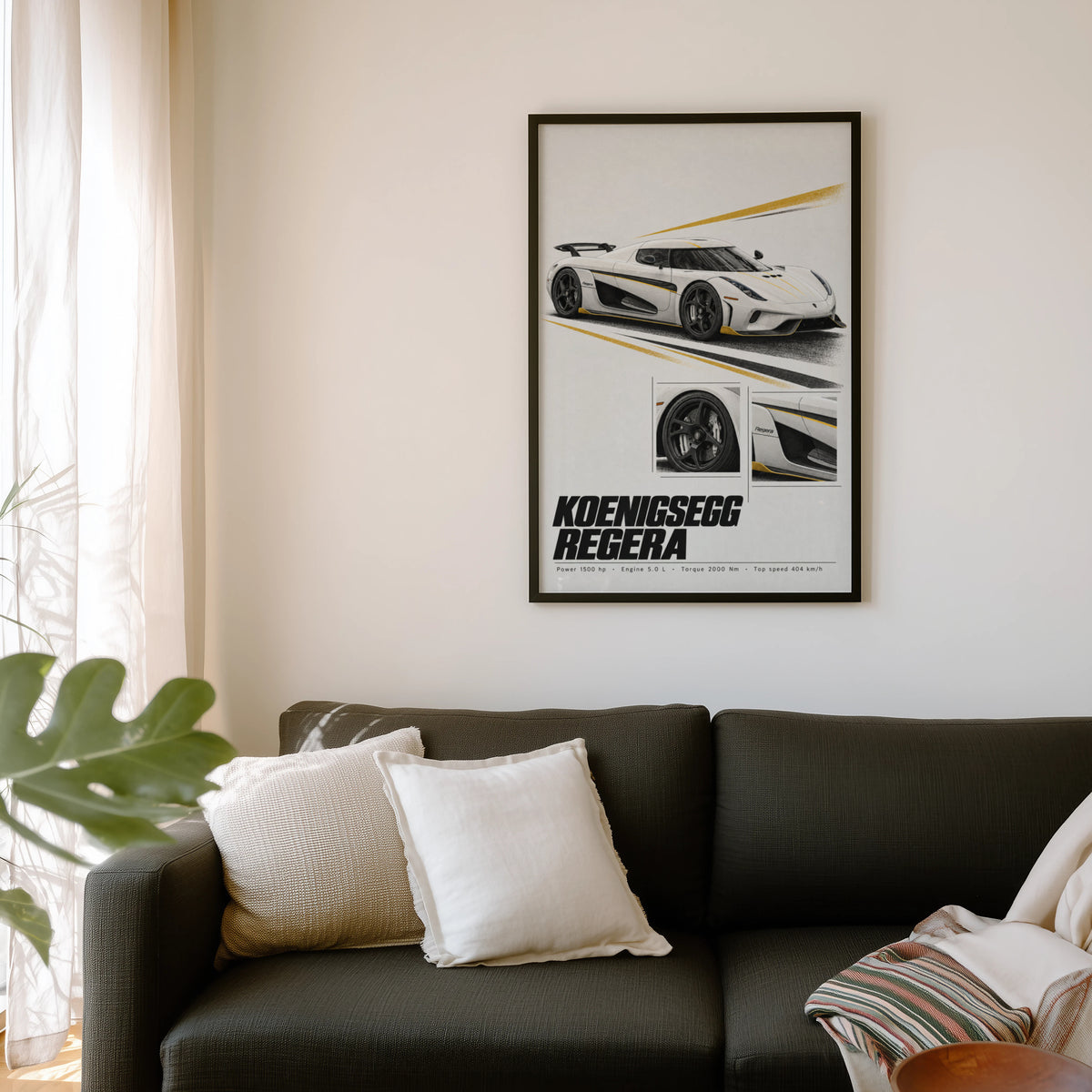 Vintage Koenigsegg Regera Print, Supercar Wall Art