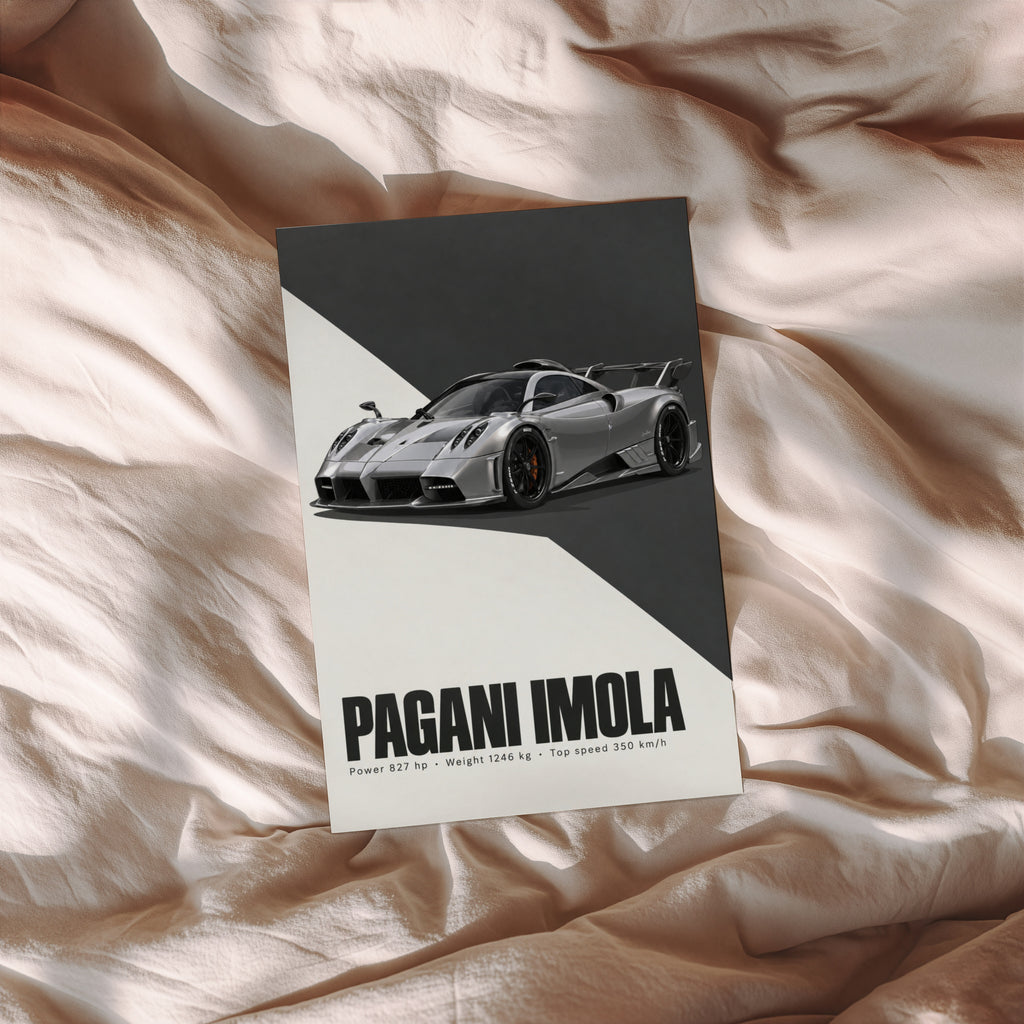 Vintage Pagani Imola Print, Supercar Wall Art