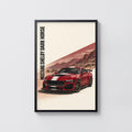 Vintage Mustang Print, Red Muscle Car Wall Art