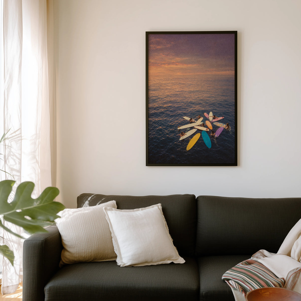 Vintage Surf Print, Sunset Longboards Poster, Wall Art