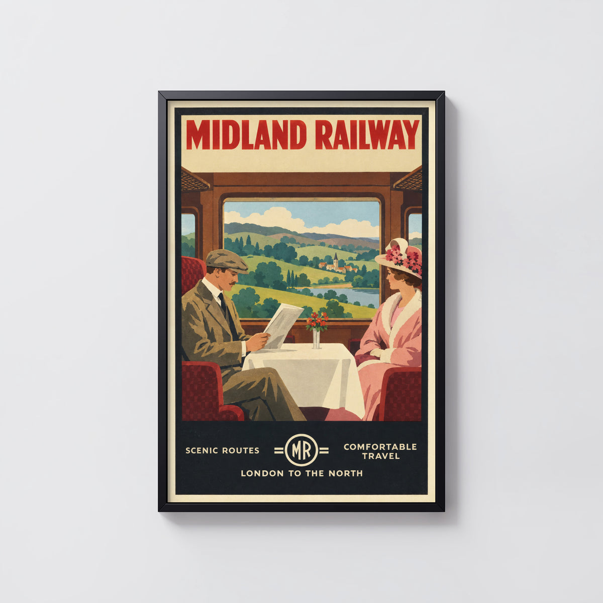 Vintage Midland Railway Print Poster, Train Wall Art
