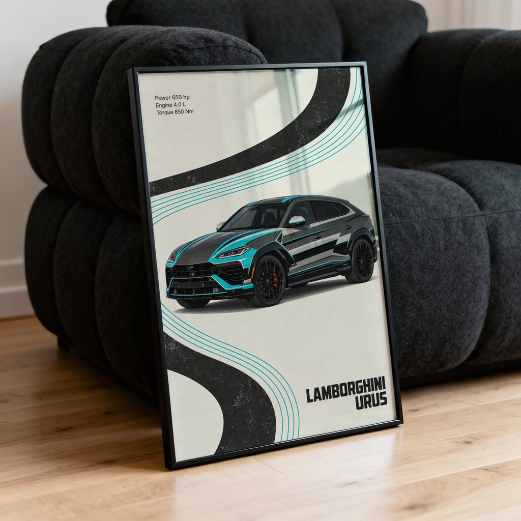 Vintage Lamborghini Urus Print, Car Wall Art