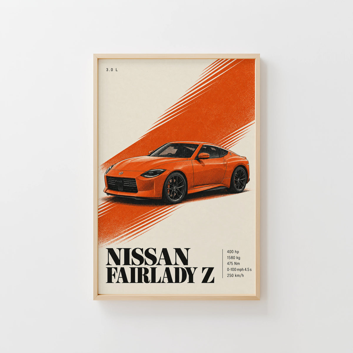Vintage Nissan Fairlady Z Print, Orange Car Art