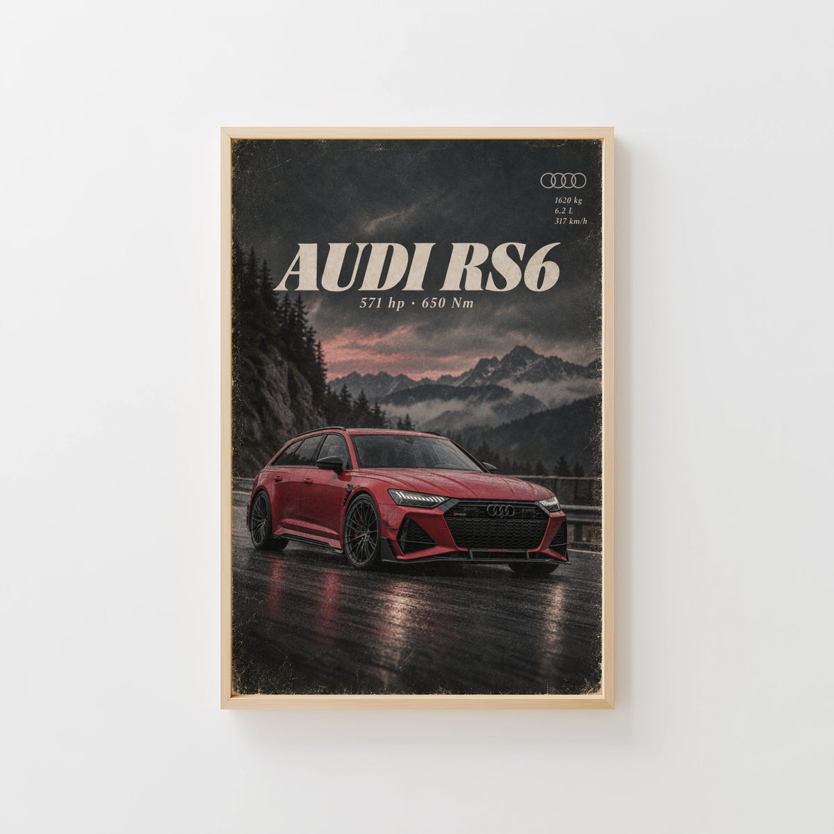 Vintage Audi RS6 Print, Car Wall Art, Avant