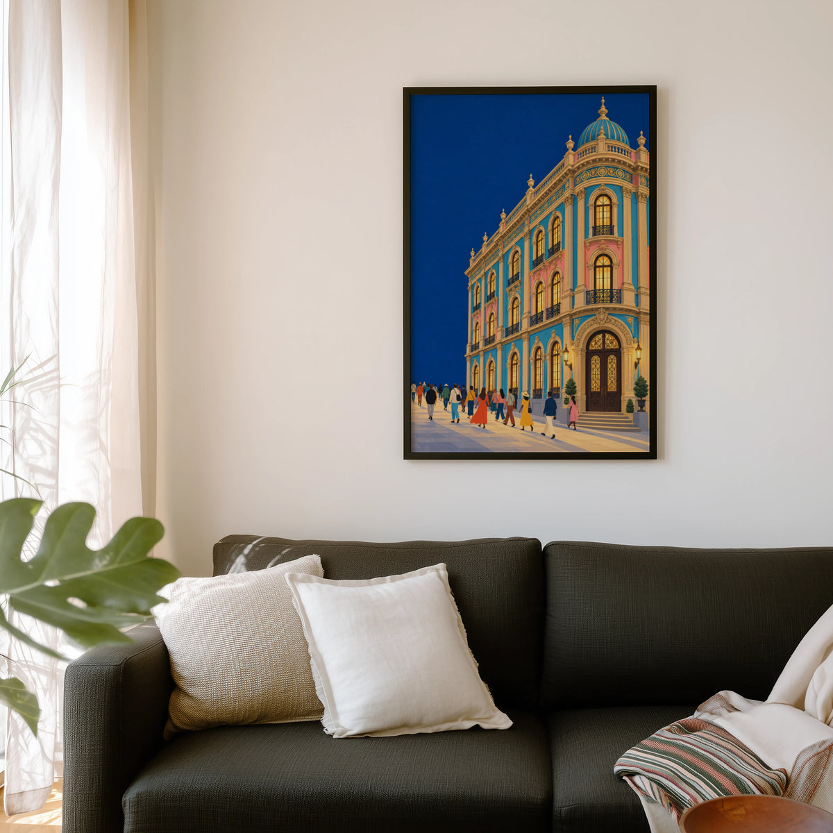 Vintage Ornate Corner Building Poster, Art Deco Print