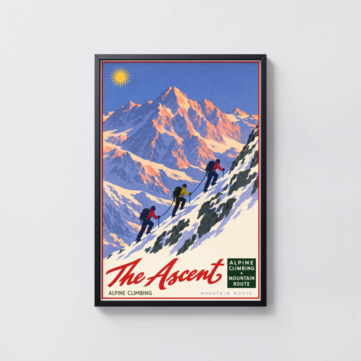 Vintage Alpine Climbing Mountain Route Print, Poster