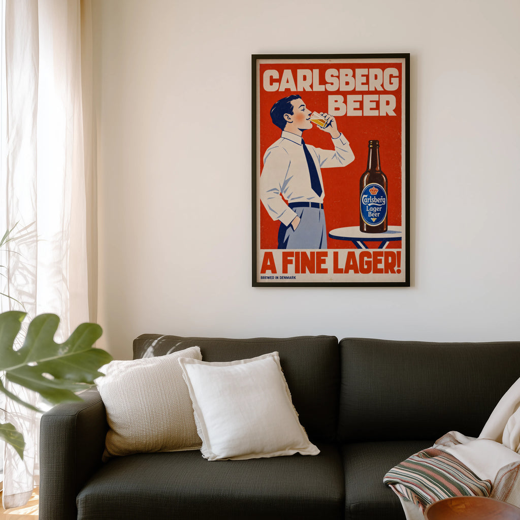 Vintage Carlsberg Beer Print Poster, Lager Wall Art