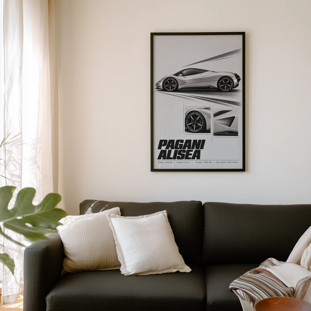 Vintage Pagani Alisea Print, Car Poster, Supercar Art