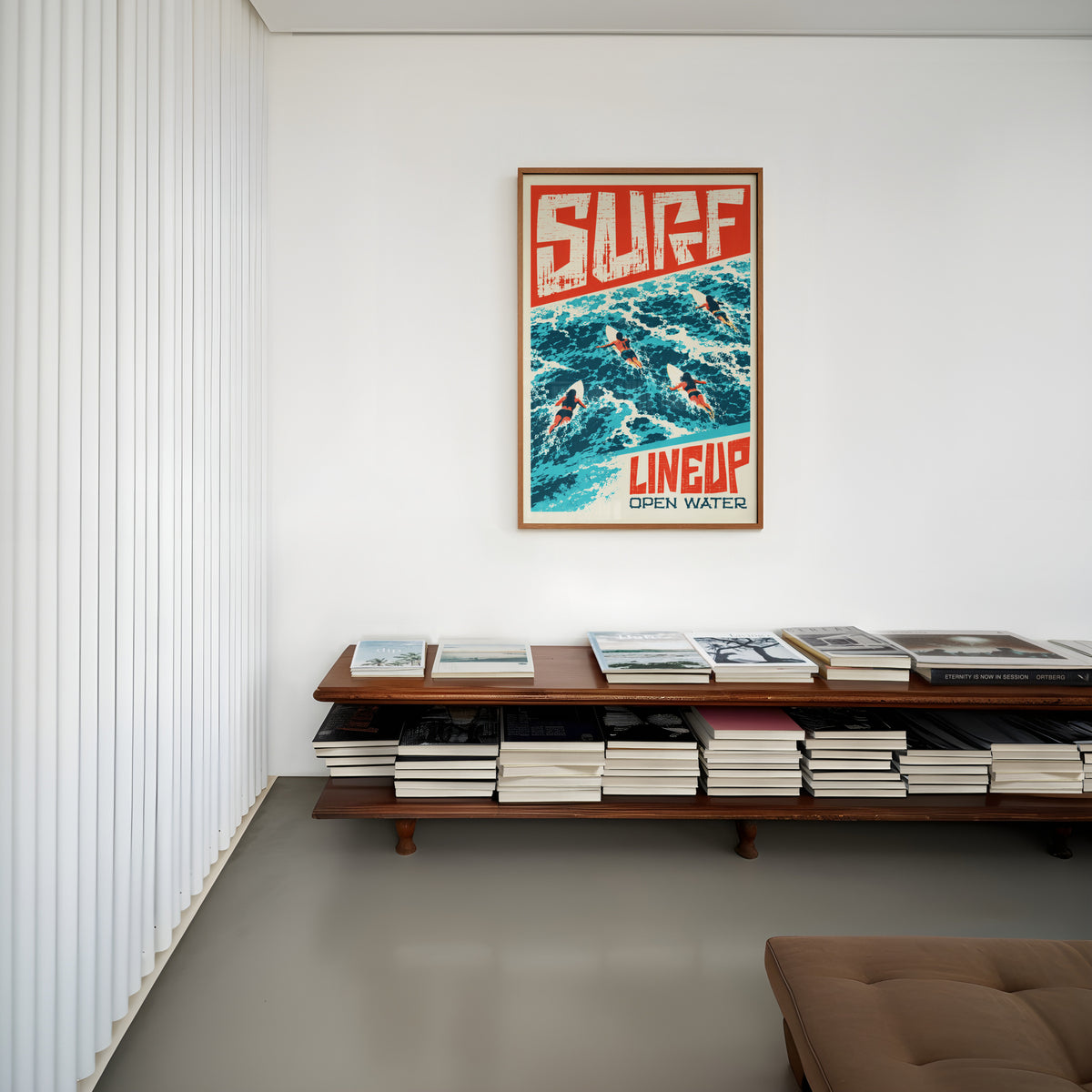 Vintage Surf Lineup Print, Retro Surfing Poster