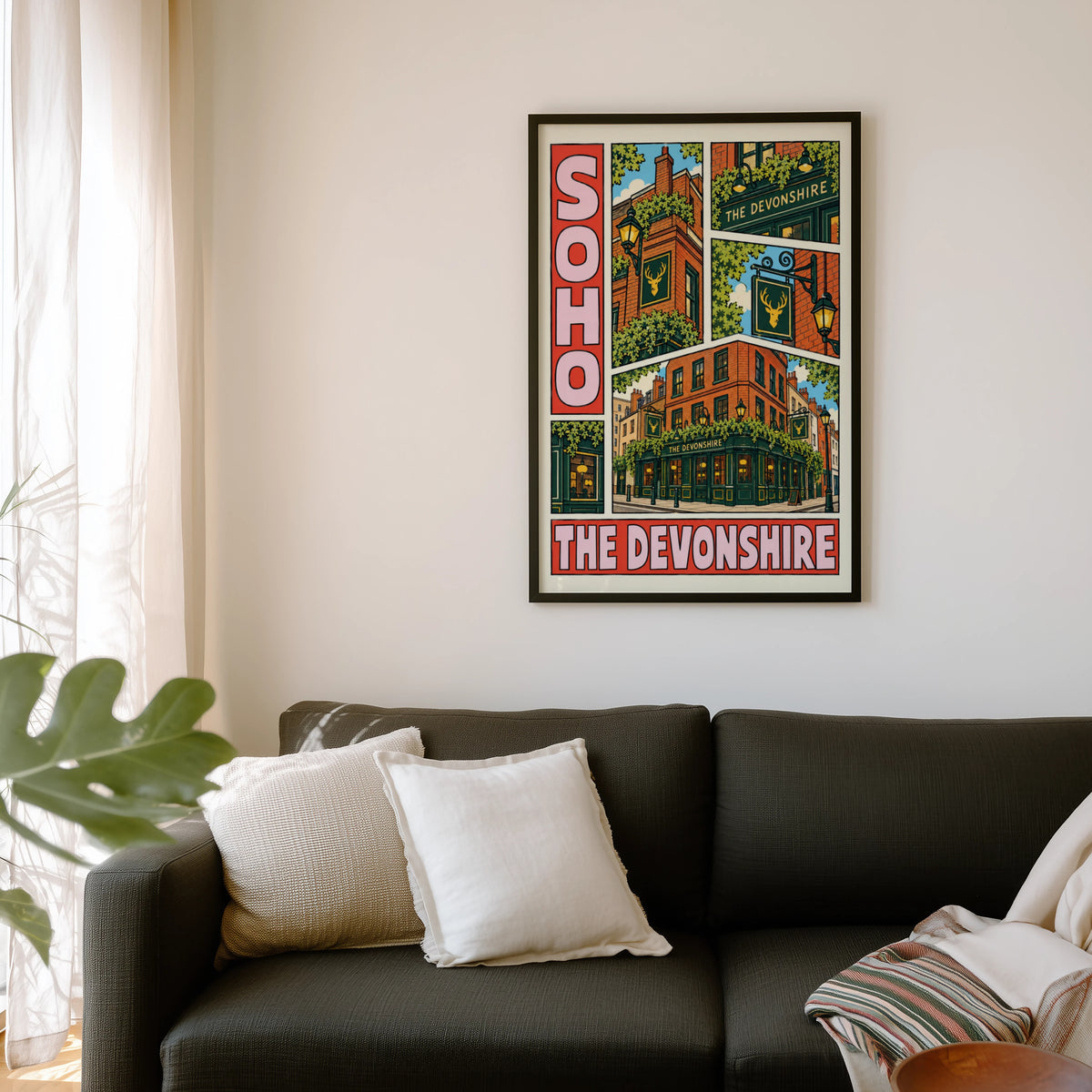 Vintage Soho London Pub Poster, Devonshire Pub Print