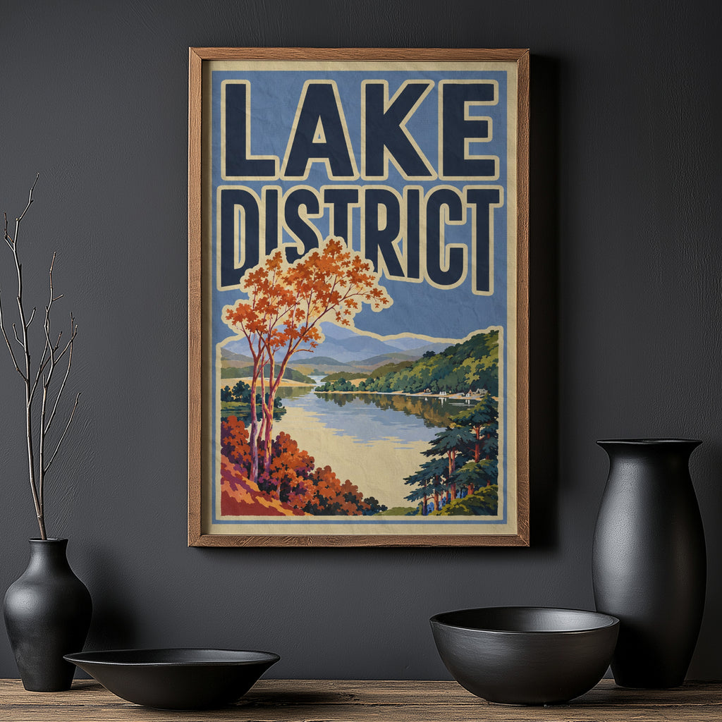 Vintage Lake District Poster, Autumn Landscape Print