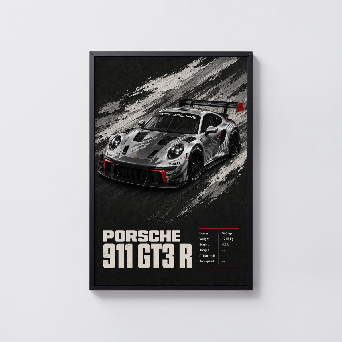 Vintage Porsche 911 GT3 R Print, Race Car Wall Art