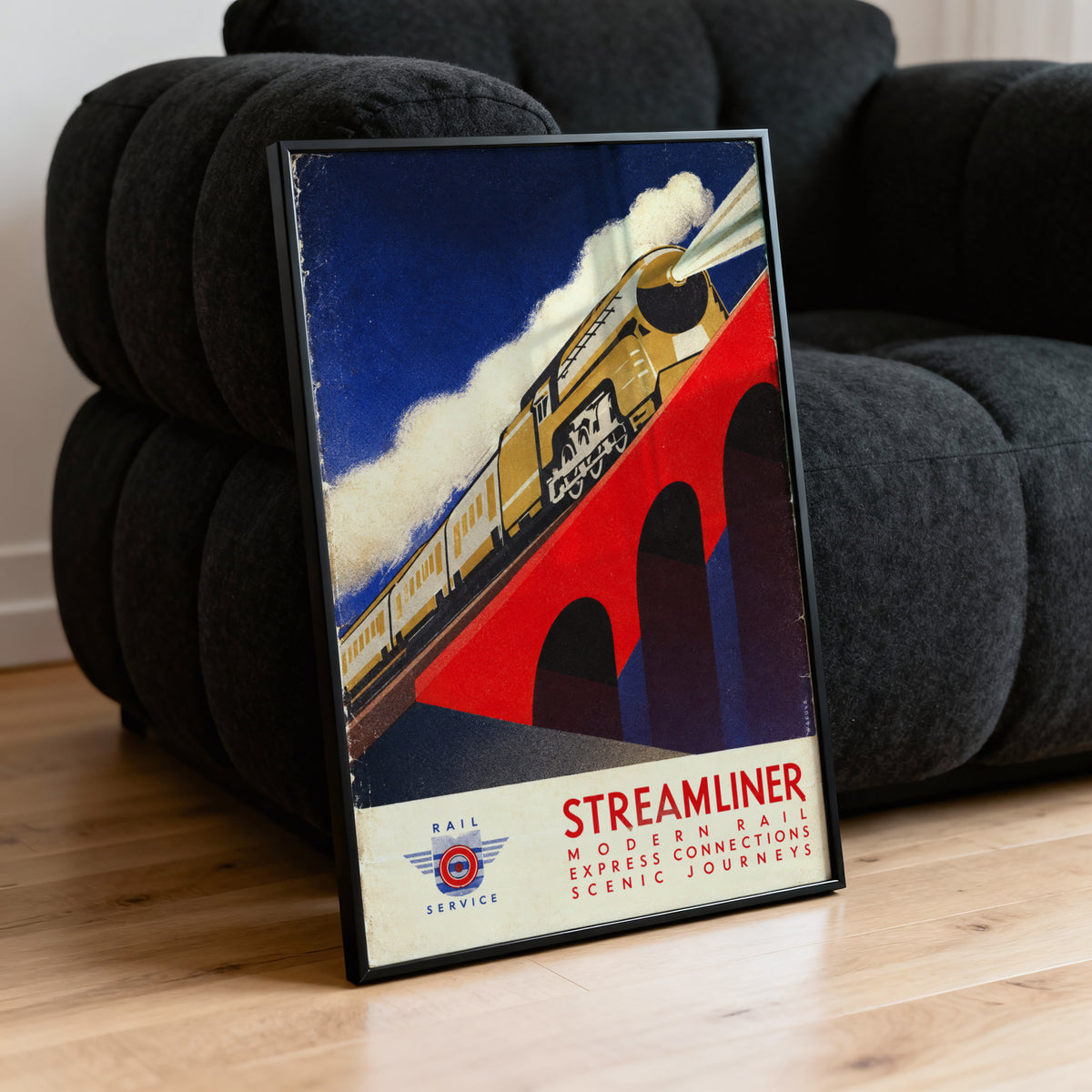 Vintage Art Deco Streamliner Train Print Poster Rail