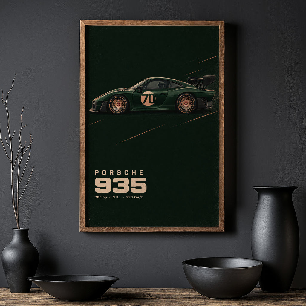 Vintage Porsche 935 Print, Racing Car Wall Art