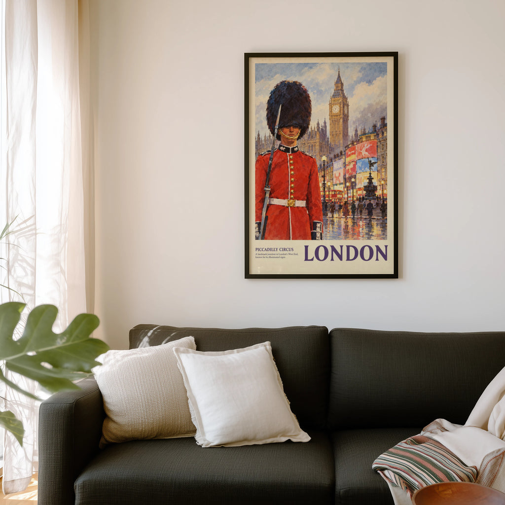 Vintage London Poster, Piccadilly Circus Print, Wall Art