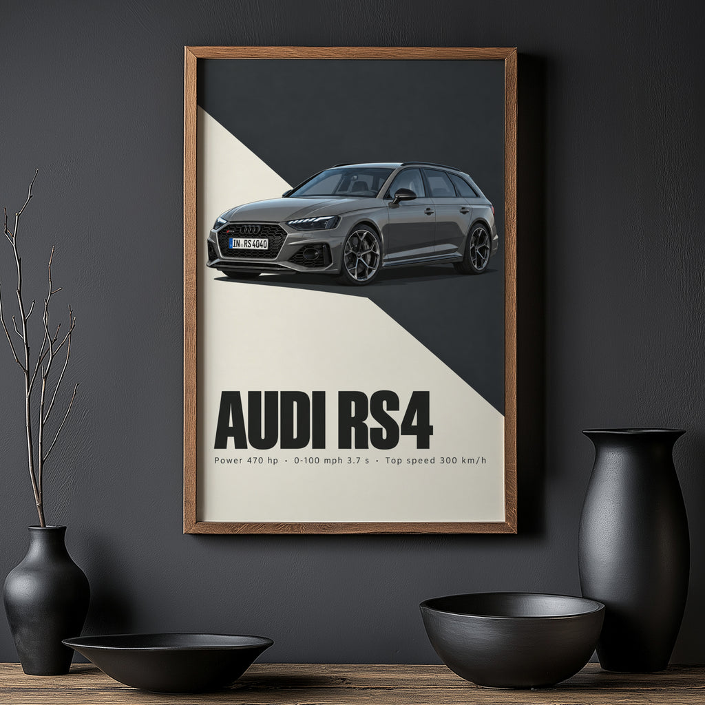 Vintage Audi RS4 Avant Print, Car Wall Art