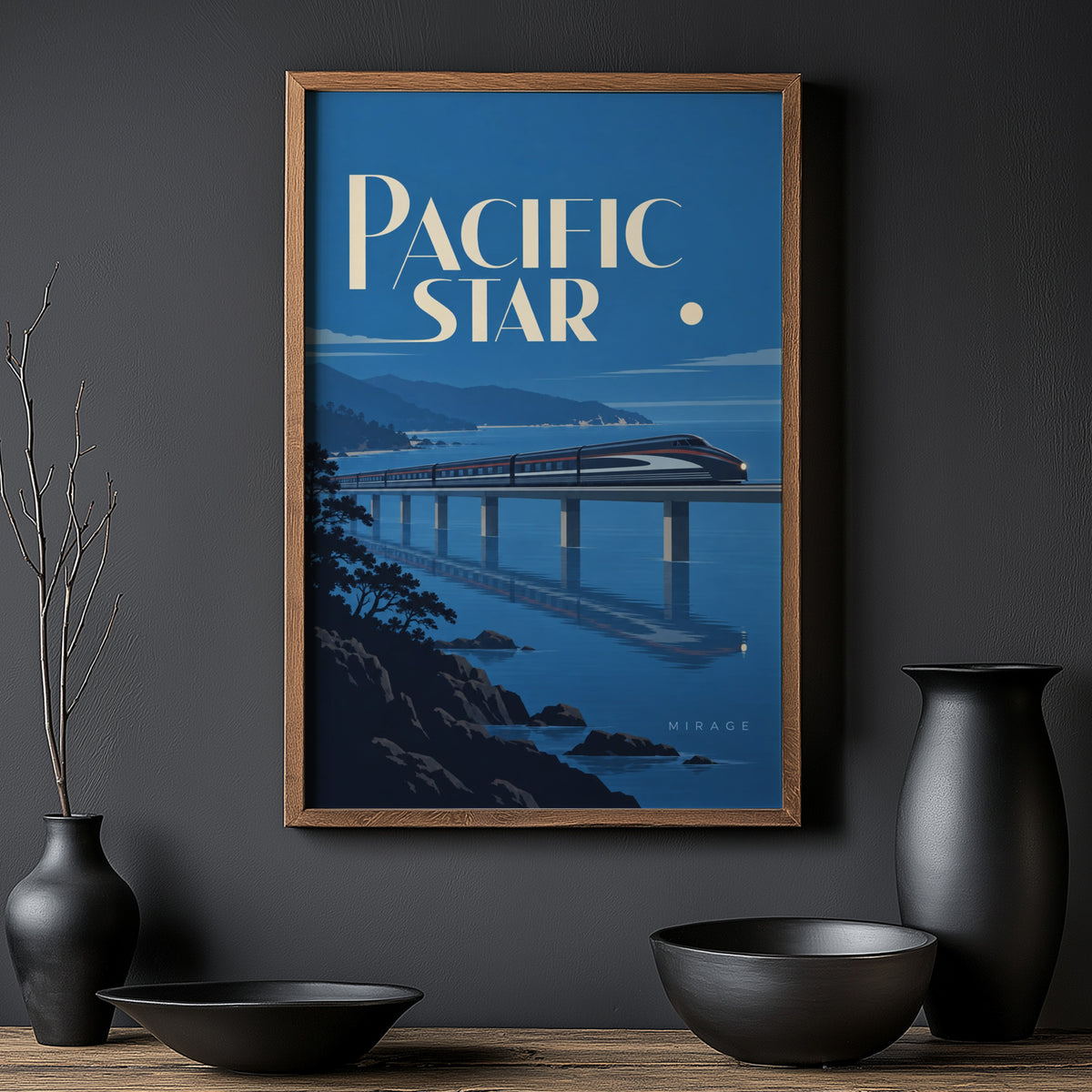 Vintage Pacific Star Train Poster, Art Deco Print