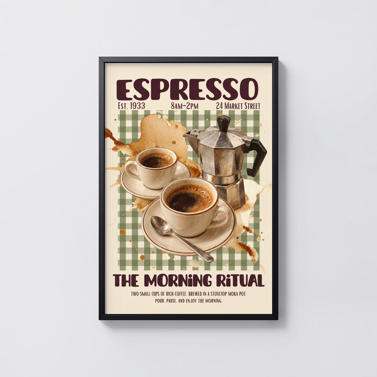 Vintage Espresso Print, Coffee Poster, Kitchen Wall Art