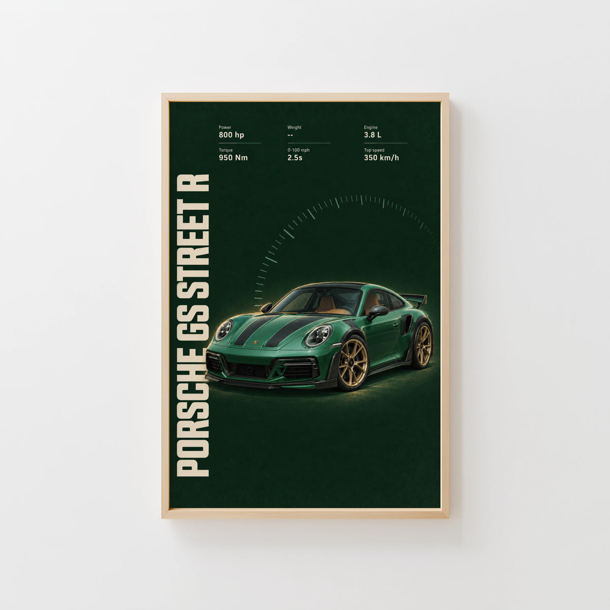 Vintage Porsche GS Street R Print, Green Car