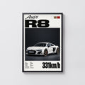 Vintage Audi R8 Print, Supercar Wall Art