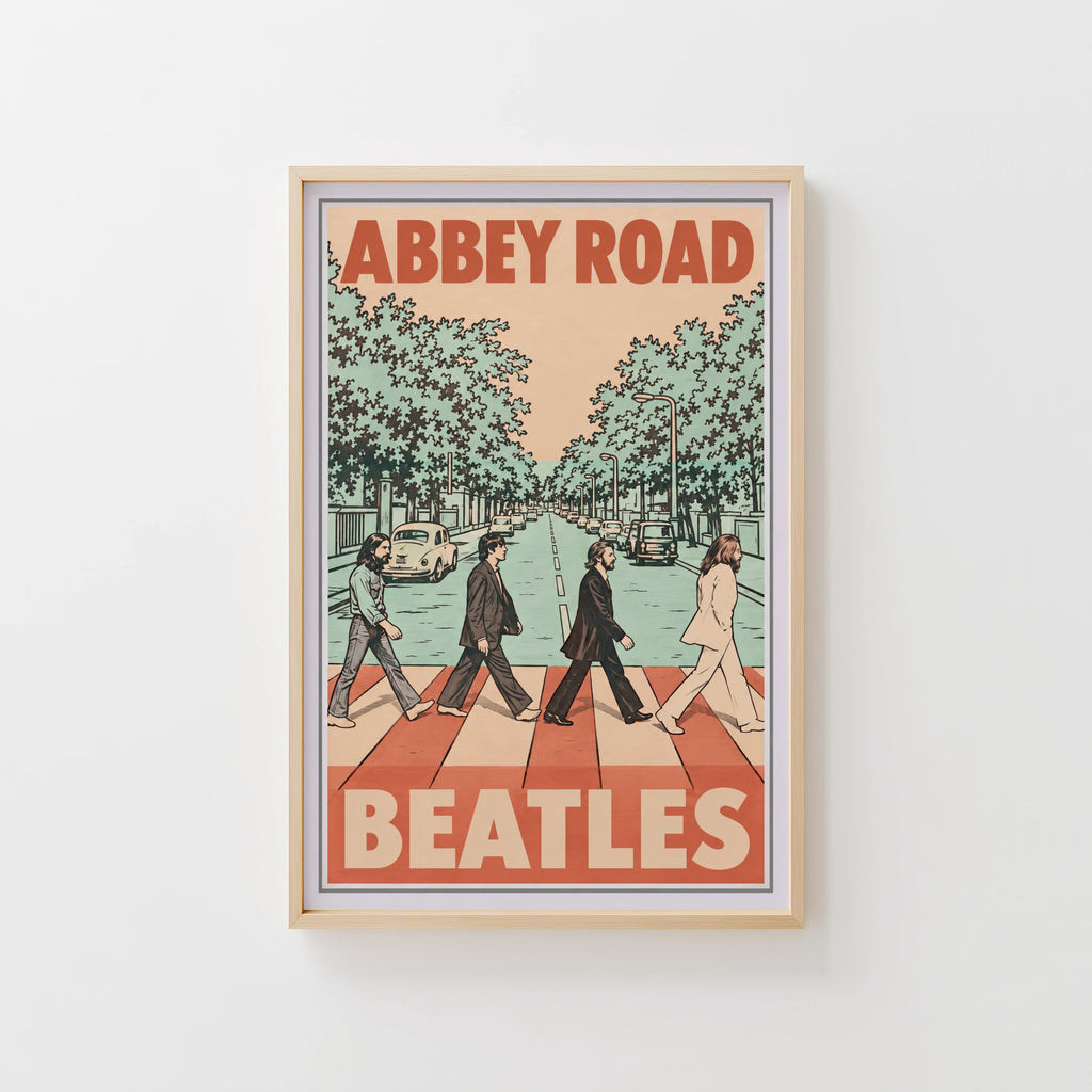 Vintage Abbey Road London Poster, Beatles Wall Art Print