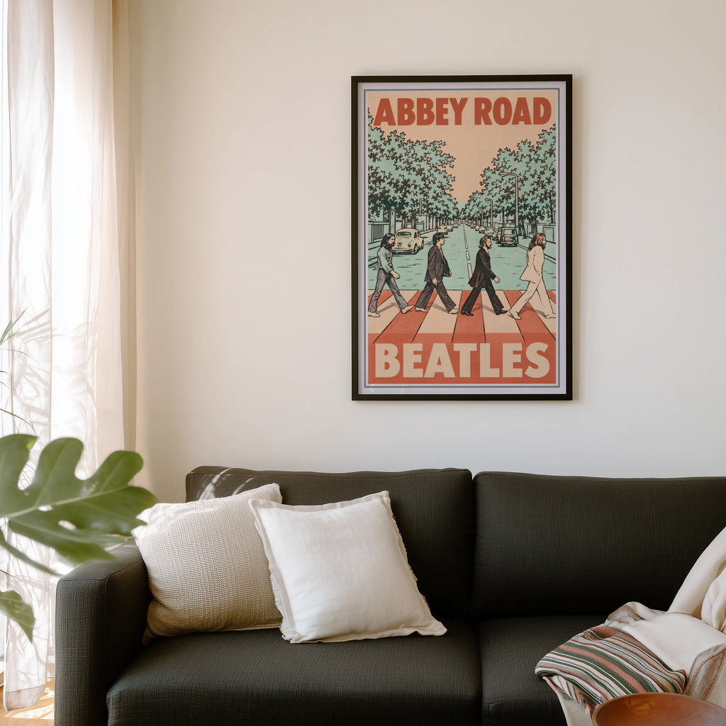 Vintage Abbey Road London Poster, Beatles Wall Art Print