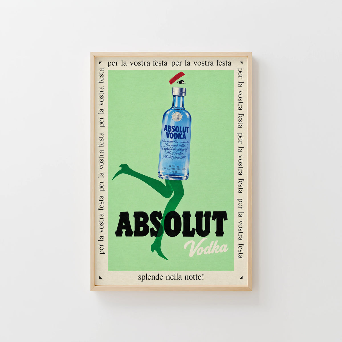 Vintage Absolut Vodka Print Poster, Retro Bar Wall Art