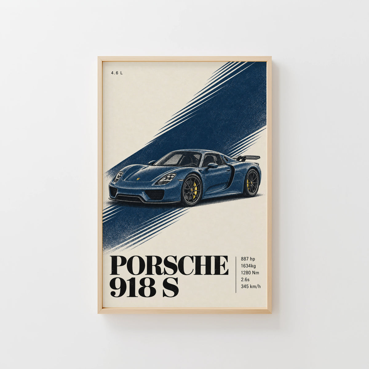 Vintage Porsche 918 S Print, Blue Car Wall Art