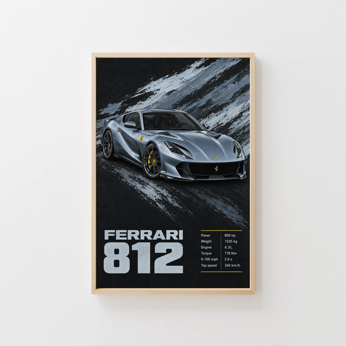 Vintage Ferrari 812 Print, Supercar Wall Art