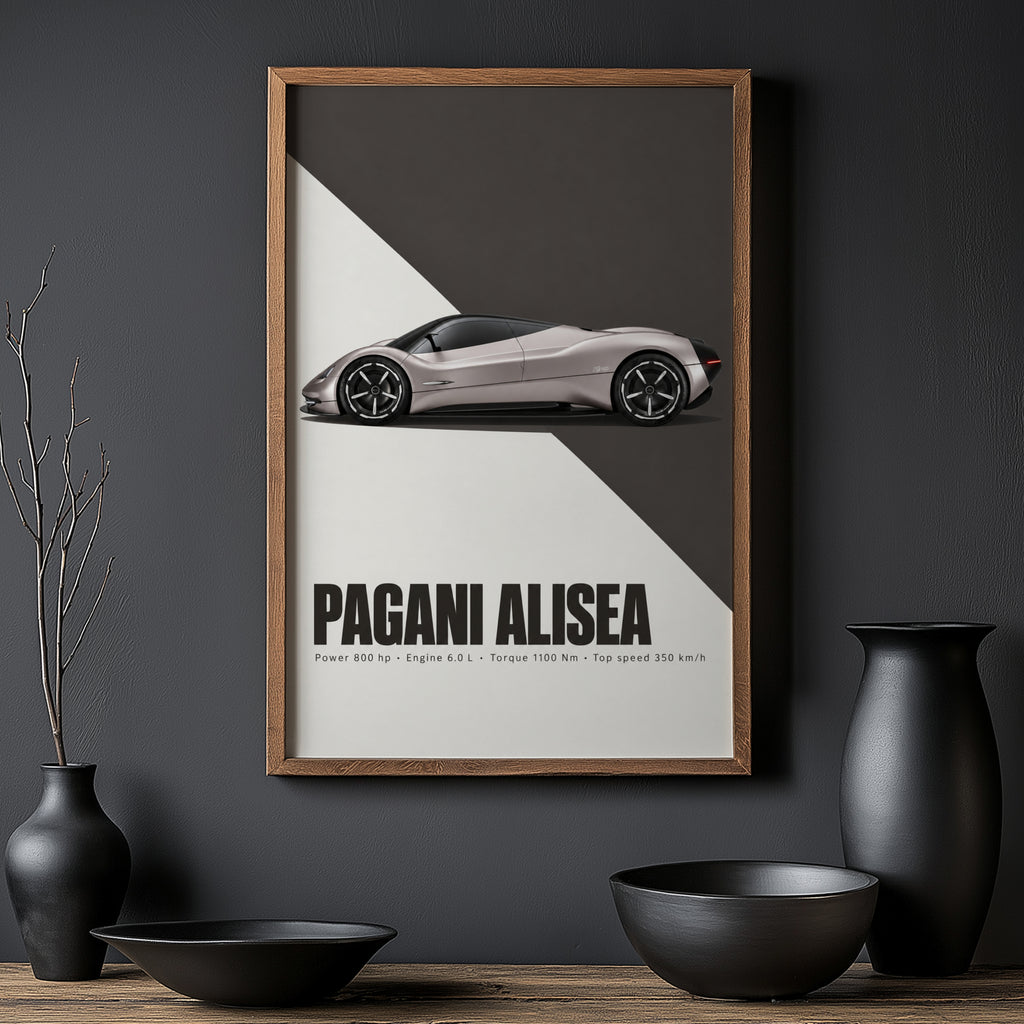 Vintage Pagani Alisea Print, Supercar Wall Art
