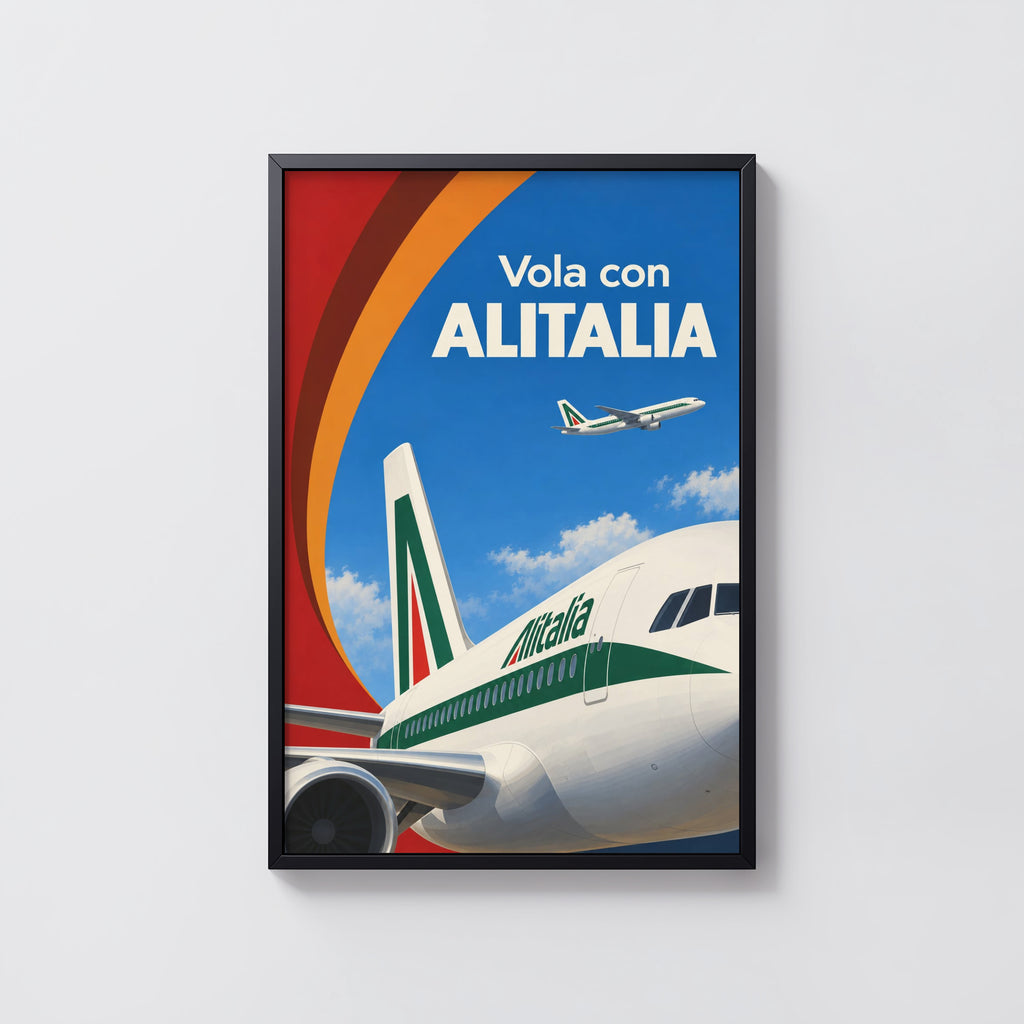 Vintage Alitalia Aircraft Poster, Retro Airline Print