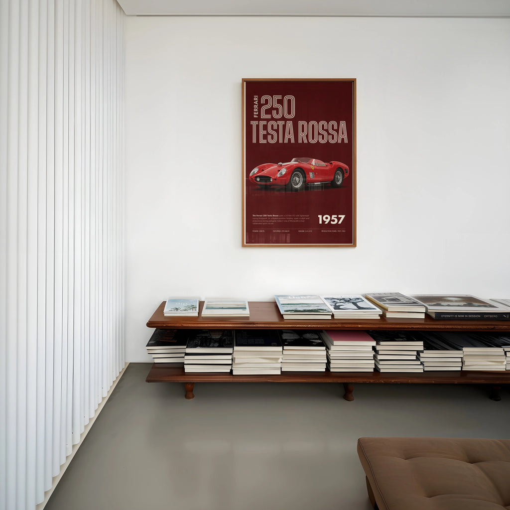 Vintage 1957 Ferrari 250 Testa Rossa Print, Car Poster