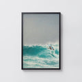 Vintage Surf Print Poster, Turquoise Wave Wall Art