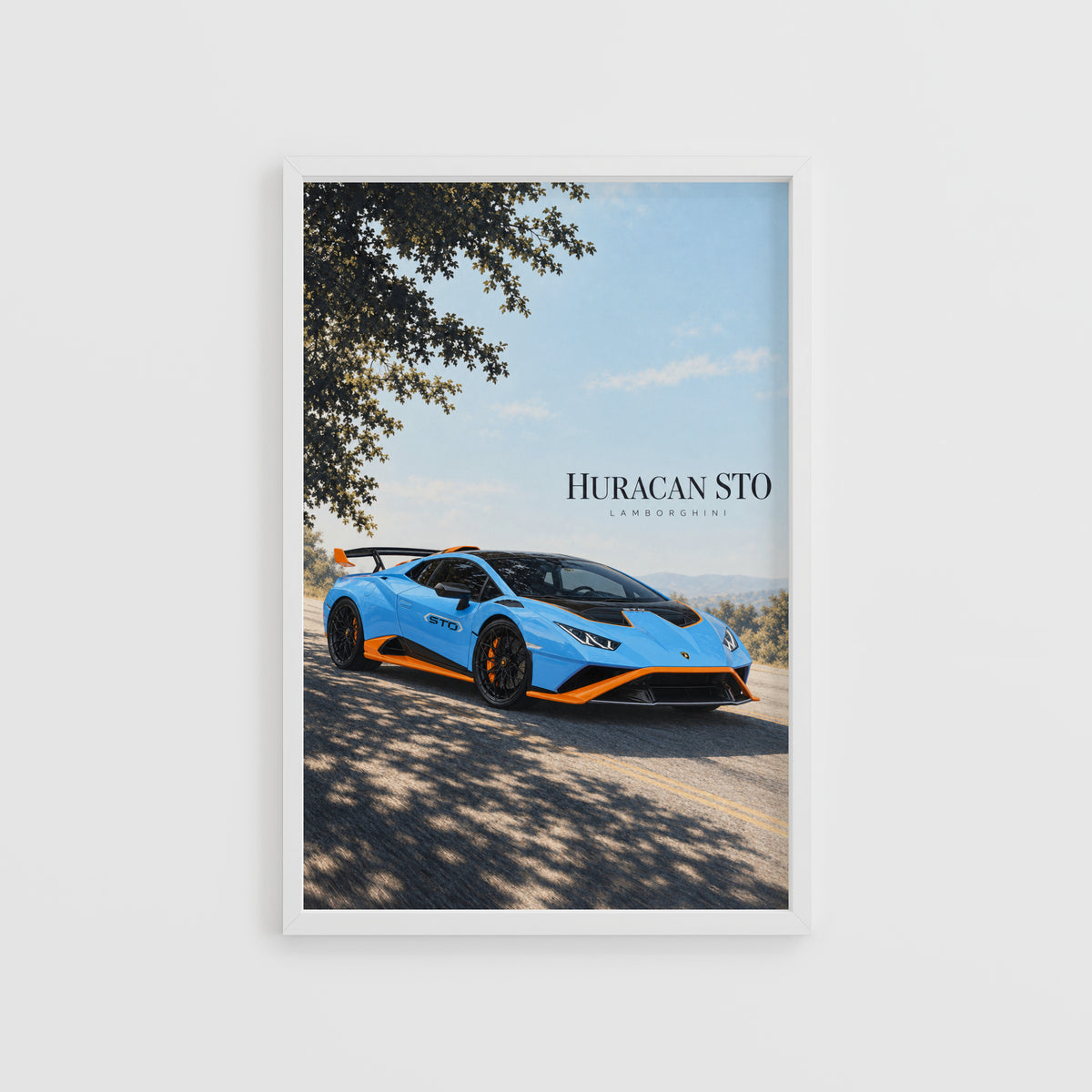 Vintage Lamborghini Huracan STO Print, Car Wall Art