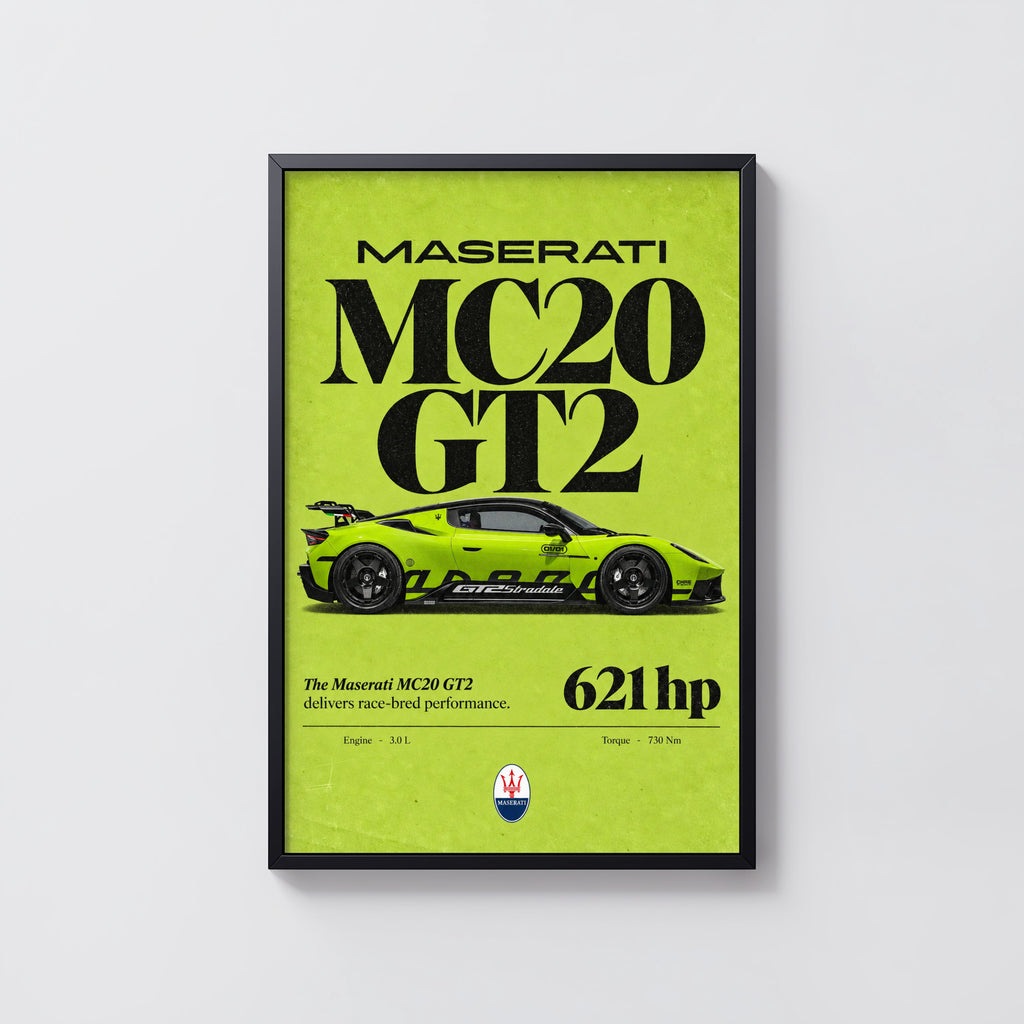 Vintage Maserati MC20 GT2 Print, Supercar Art
