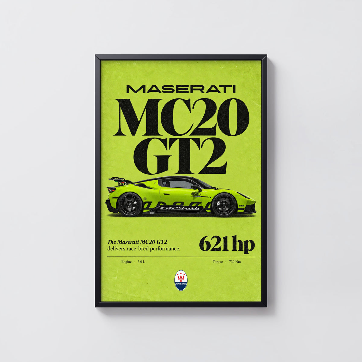 Vintage Maserati MC20 GT2 Print, Supercar Art