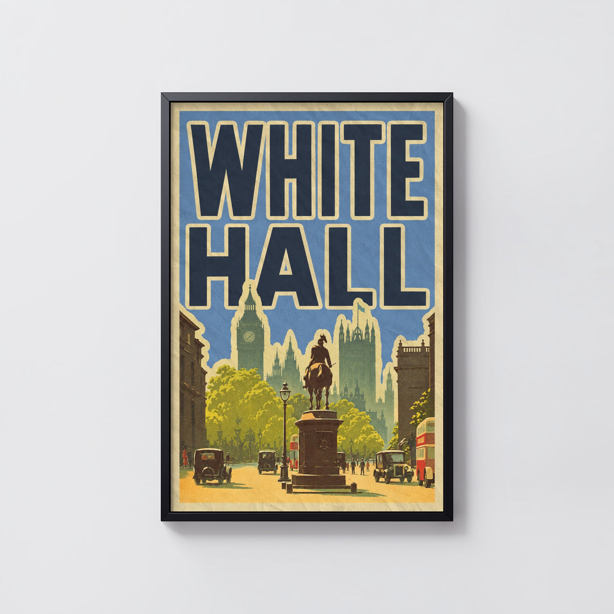 Vintage Whitehall London Poster, Travel Wall Art, City Print